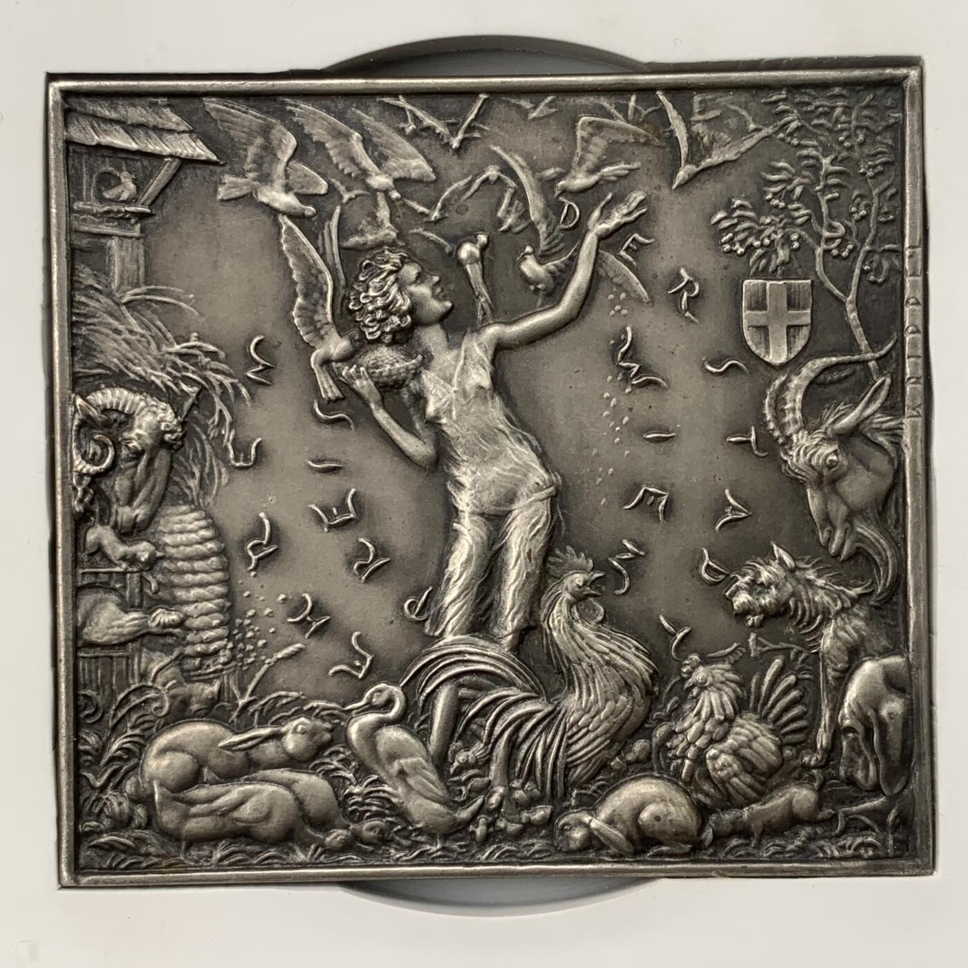 掌中浮雕-藏着的欧洲第051场  奥地利音乐动物题材纪念镀银铜章 ，74*80.4mm，重量：189.7g