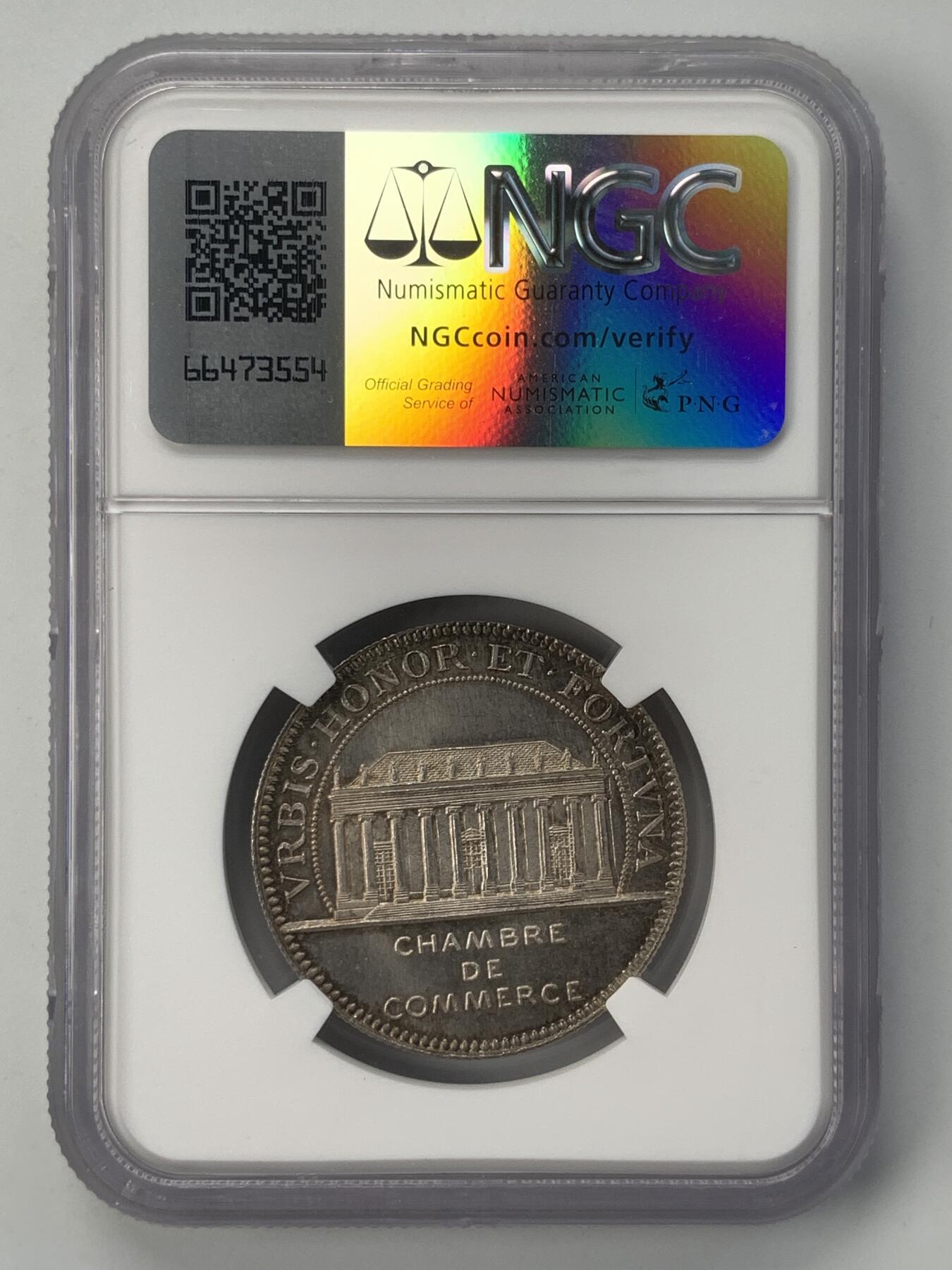 掌中浮雕-藏着的欧洲第051场 NGC MS65 ：法国南特市商会银章，32mm
