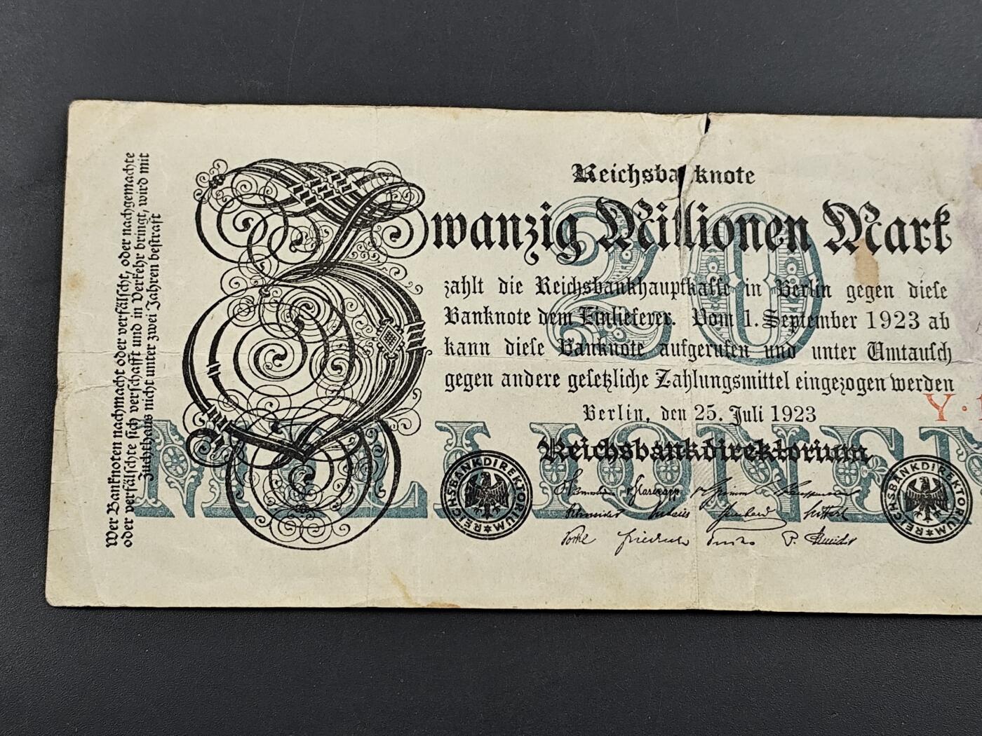 1月25日徽章钱币专场 魏玛德国2000万德国马克纸币