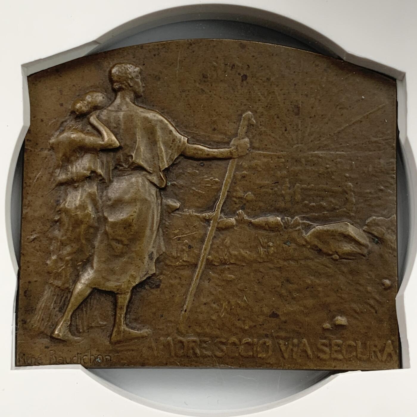 掌中浮雕-藏着的欧洲第051场 1907年法国结婚纪念铜章，65*74.7mm