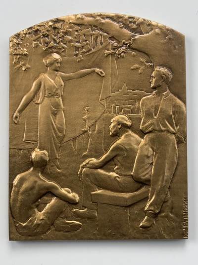 掌中浮雕-藏着的欧洲第051场 - 1909年法国路易.布莱里奥完成人类首次英吉利海峡飞行纪念铜章，77.5*98.7mm