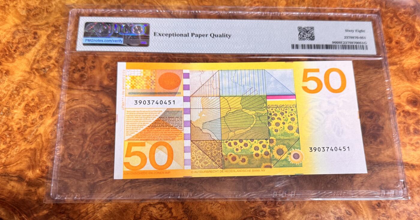 得物收藏 Chase Auction 第35期 - - 外钞、银元、民国钞和人民币混合场！持续更新中！ 1982年荷兰50盾，PMG68！