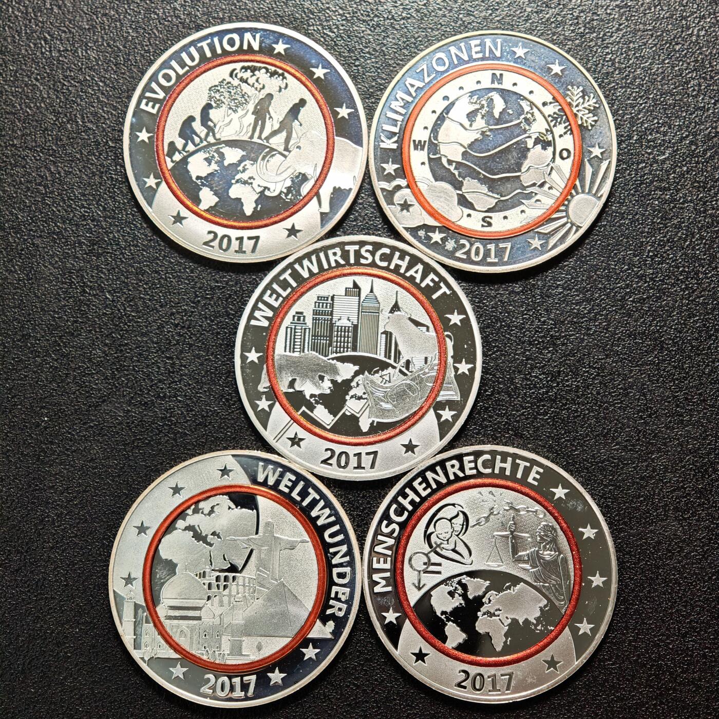 【德藏】世界币章拍卖第163期（拍品征集中~欢迎藏友联系） 5枚一组 现代德国纪念银章 333银 直径约：36mm/枚；重约：14.6g/枚
