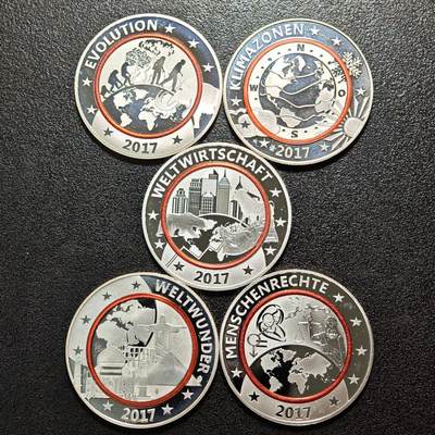【德藏】世界币章拍卖第163期（拍品征集中~欢迎藏友联系） - 5枚一组 现代德国纪念银章 333银 直径约：36mm/枚；重约：14.6g/枚