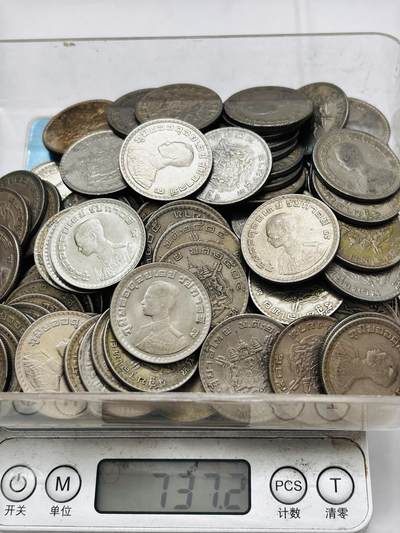 文馨钱币收藏 2026新年第五场（第 291 场）【长期接代拍品】 - 泰国老版 1 泰铢纪念币 100 枚，重 737 克