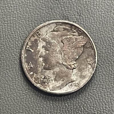 回流0201 - 美国1943年10美分墨丘利小飞侠银币 银价2.5*0.9*24=54元