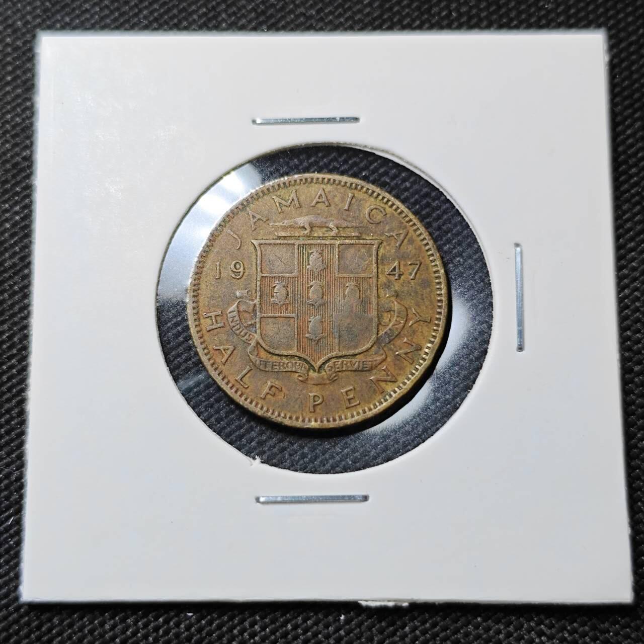 KK钱币收藏小铺  第390期  2月预留时间 周末发货  1947英属牙买加半便士铜币