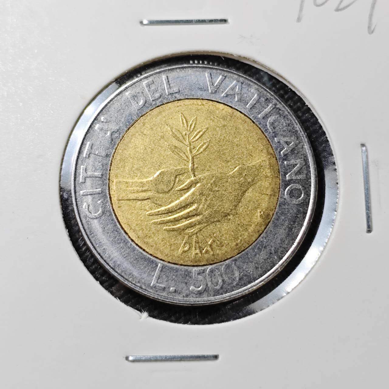 KK钱币收藏小铺  第390期  2月预留时间 周末发货  梵蒂冈500里拉双色币