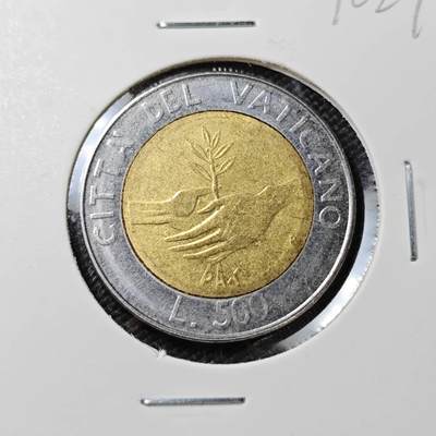 KK钱币收藏小铺  第390期  2月预留时间 周末发货 -  梵蒂冈500里拉双色币