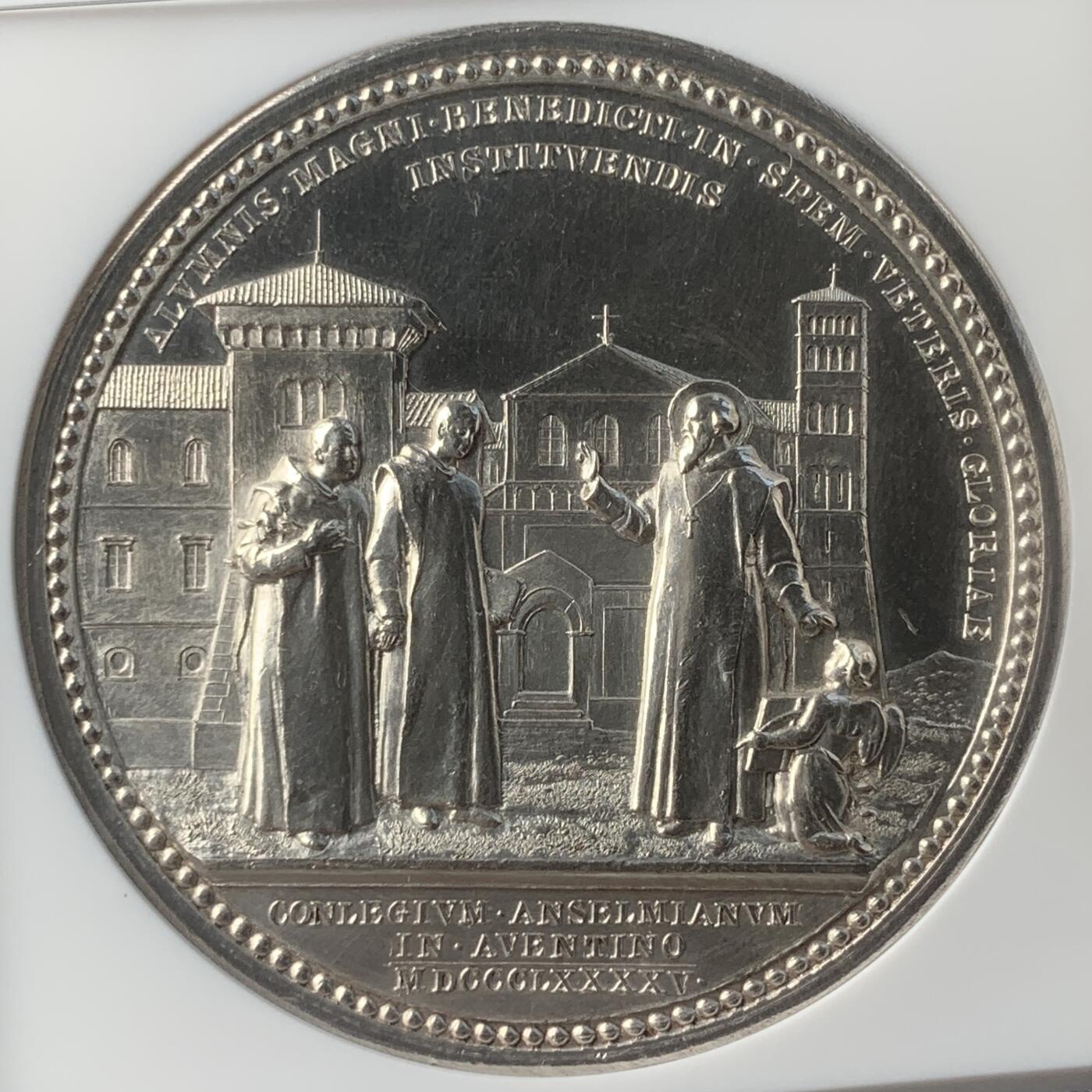 掌中浮雕-藏着的欧洲第051场 NGC MS61 ：1895年梵蒂冈教皇利奥十三世，阿尔蒂诺安瑟学院大银章，43mm