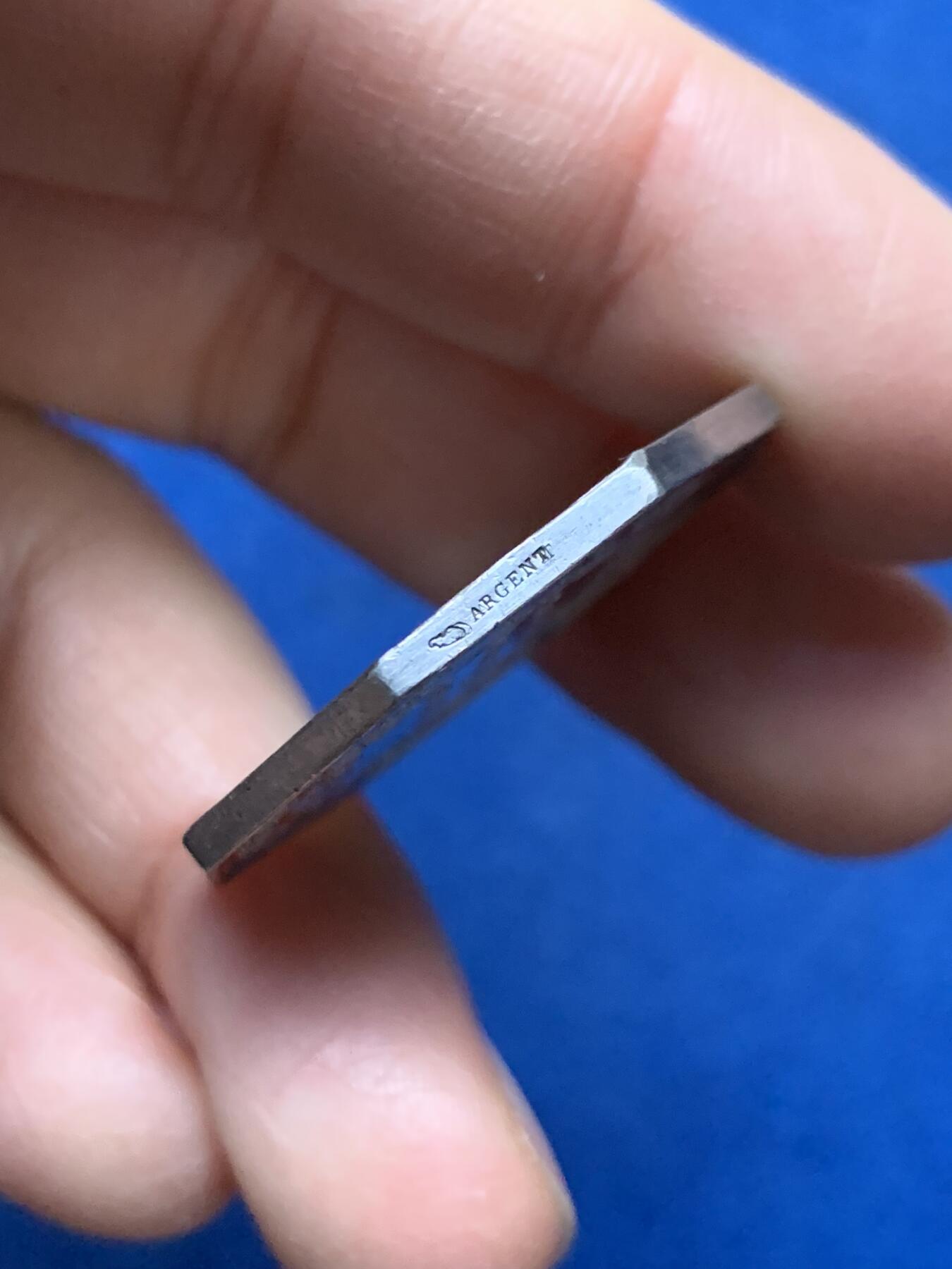 《竞宝斋》第462场 周日，周一，2场连拍 （全场包邮）欢迎送拍 法国沙特尔公证人八角银质代币，14.57g，31.5mm，丰饶角边铭