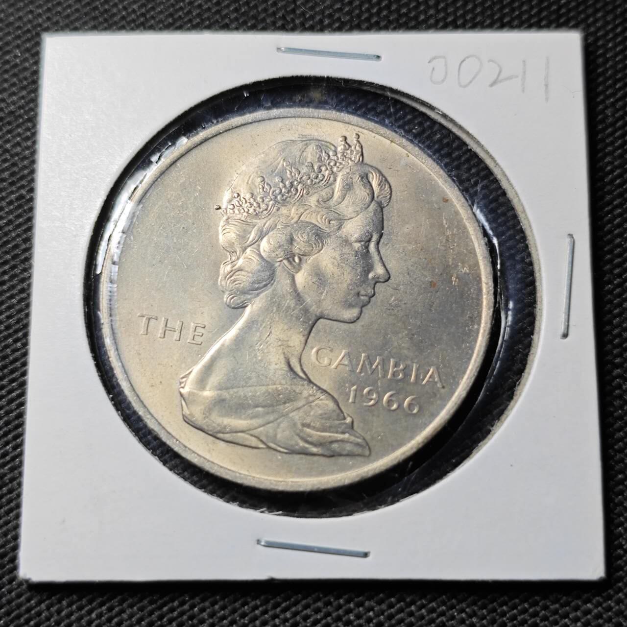 KK钱币收藏小铺  第400期  百期特拍（四拍之四）2月预留时间 周末发货  1966英属冈比亚4先令 好品