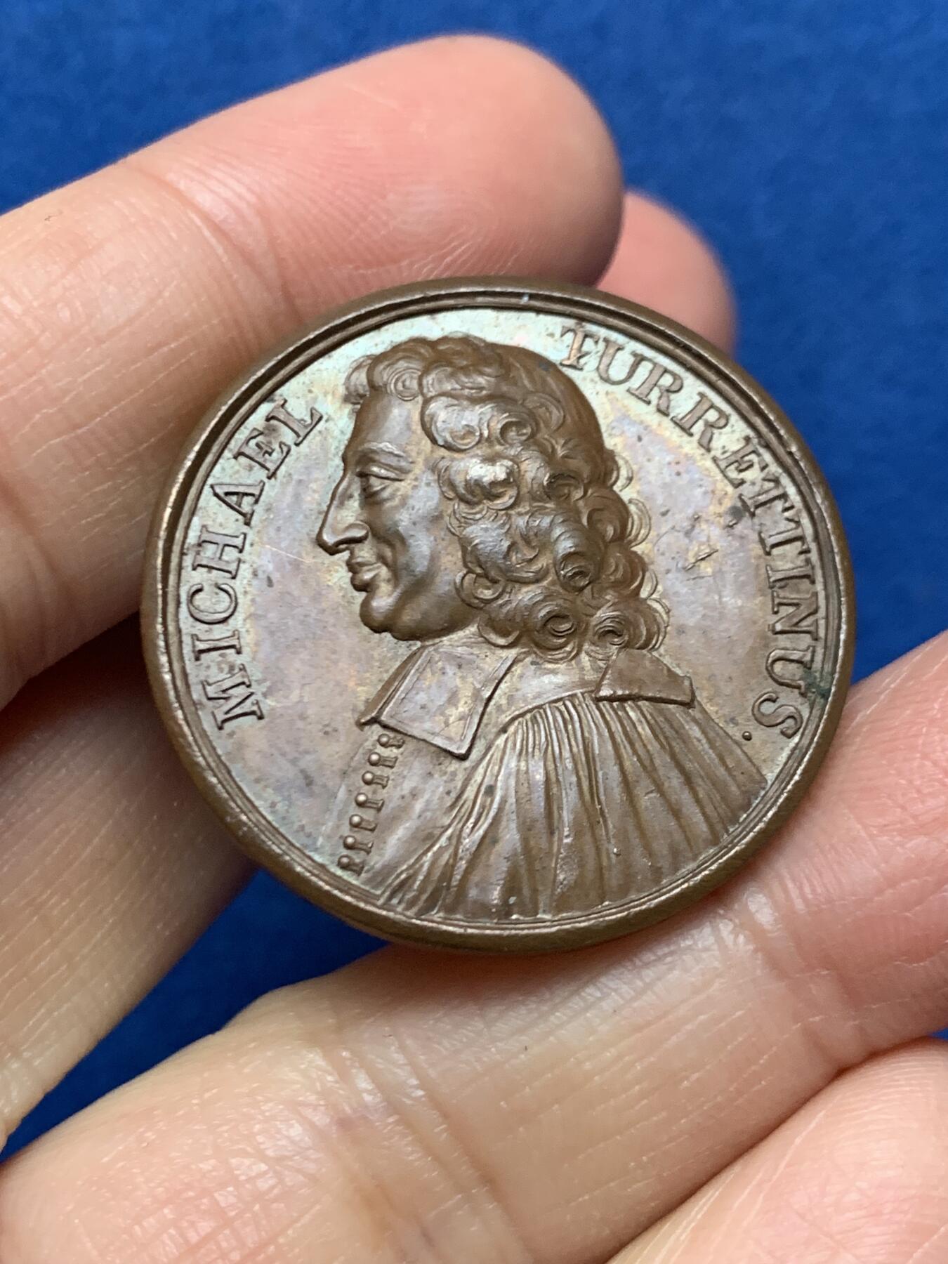 《竞宝斋》第462场 周日，周一，2场连拍 （全场包邮）欢迎送拍 瑞士迈克尔·图雪蒂努斯纪念章 16.2克 31.5mm