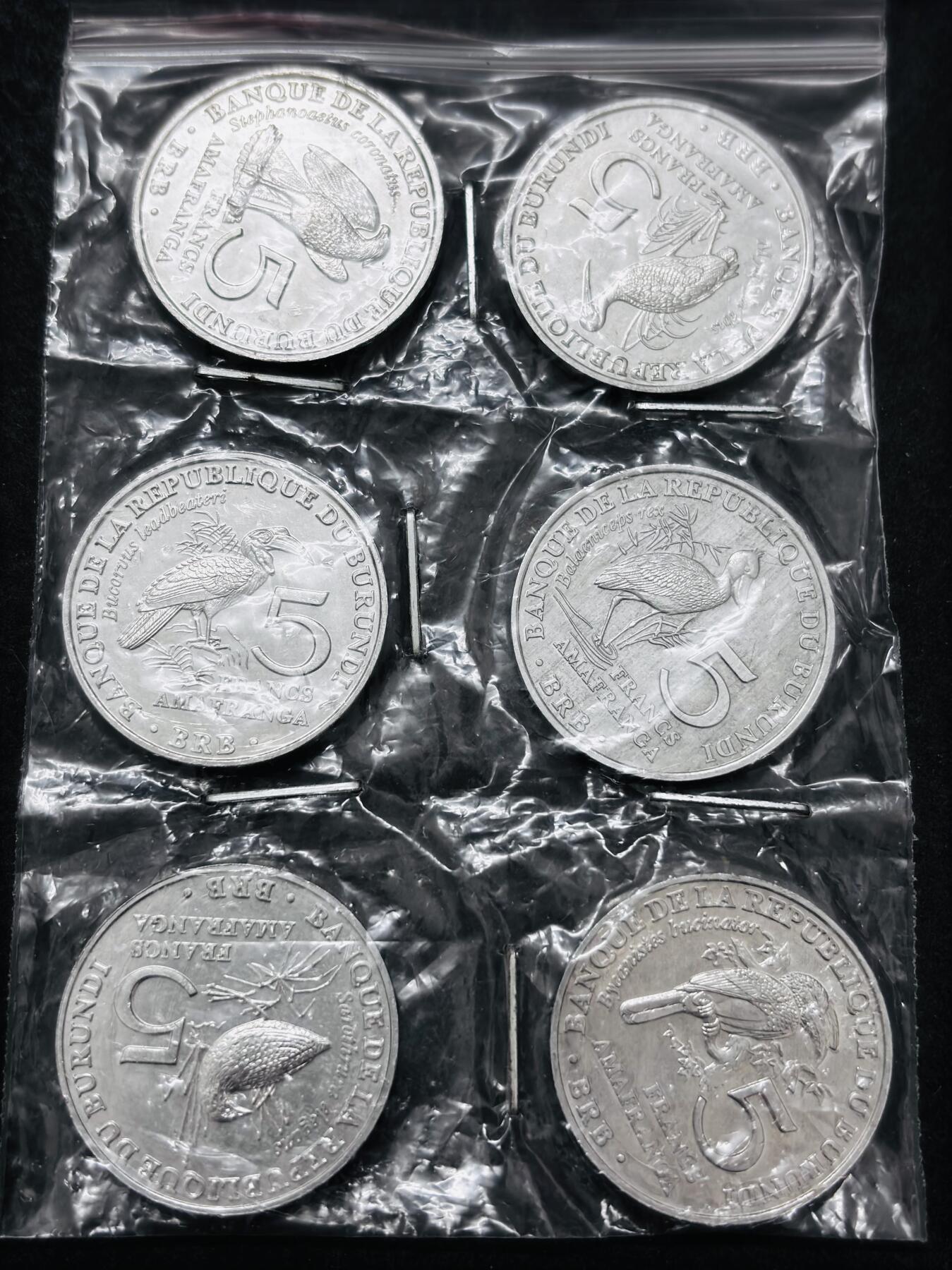 文馨钱币收藏 2026新年第五场（第 291 场）【长期接代拍品】 全新非洲布隆迪 5 法郎一组动物币