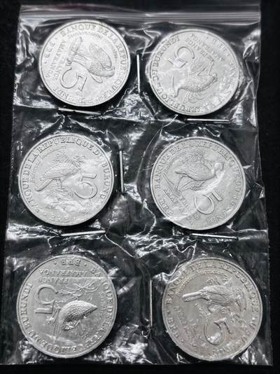 文馨钱币收藏 2026新年第五场（第 291 场）【长期接代拍品】 - 全新非洲布隆迪 5 法郎一组动物币