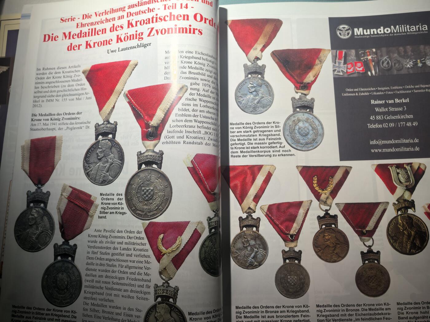 盛世勋华——号角文化勋章邮票专场拍卖第302期 德国出版 Militaria-Magazin杂志 2012年9/10月刊总第157期 58页