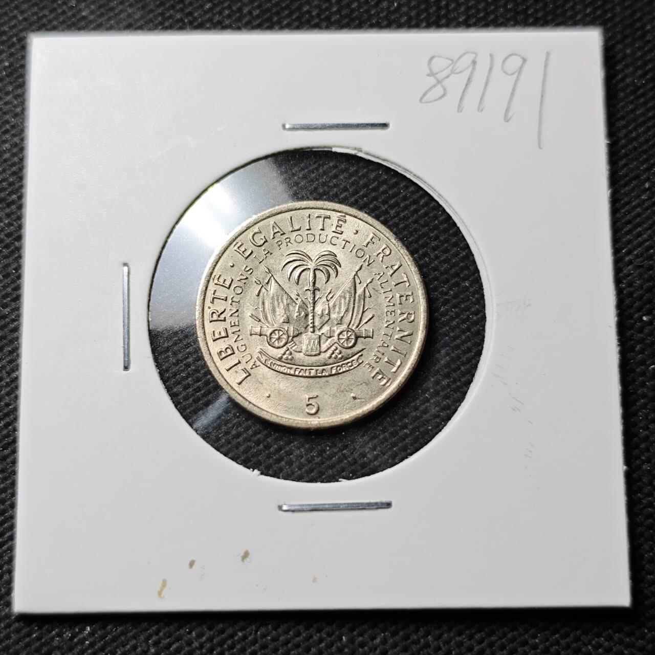 KK钱币收藏小铺  第389期  2月预留时间 周末发货  1975海地5分