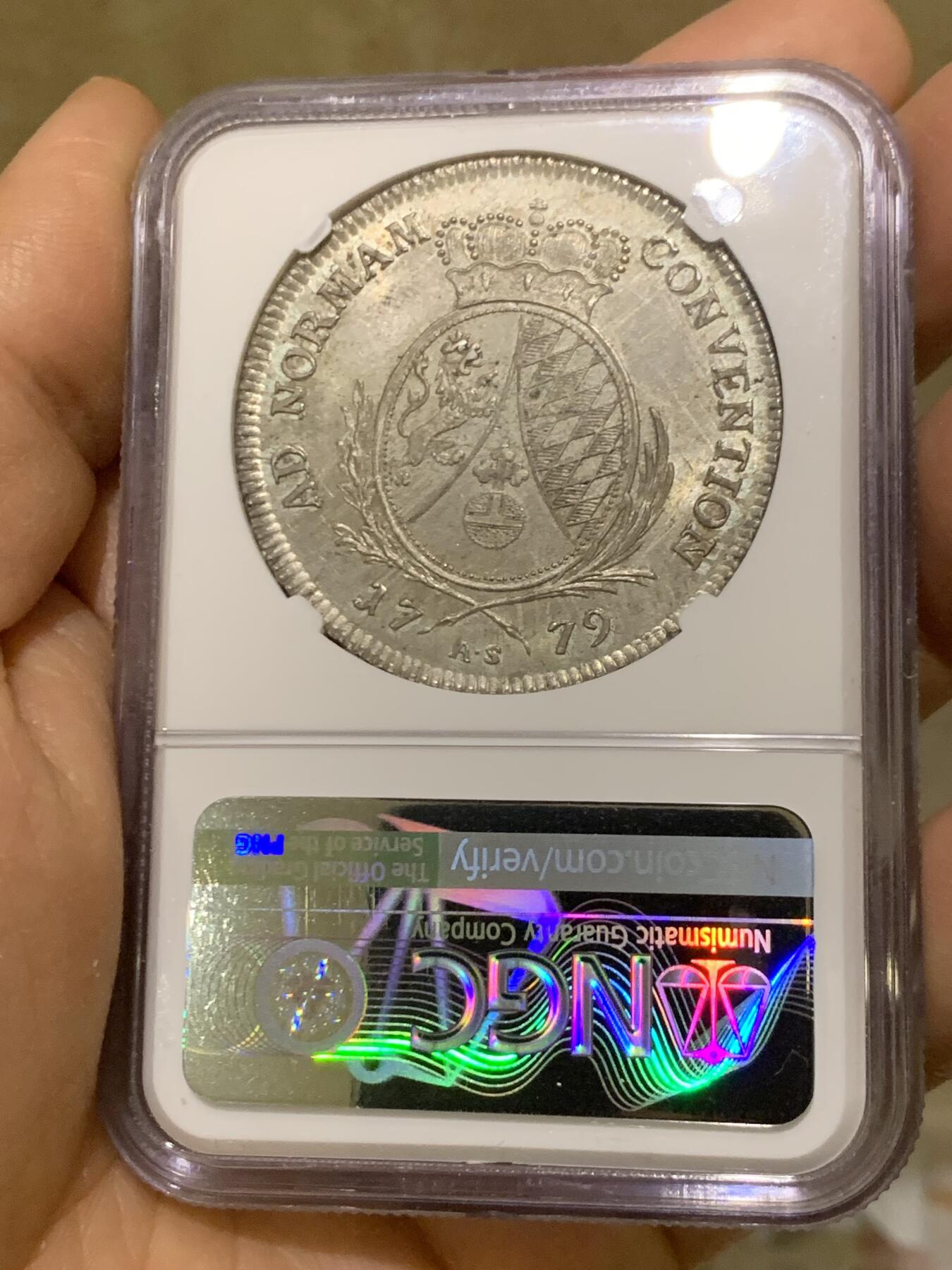 《竞宝斋》第462场 周日，周一，2场连拍 （全场包邮）欢迎送拍 唯一冠军分 NGC MS63 德国 1779年 巴伐利亚选侯国  查尔斯·西奥多 泰勒大银币 入手正当时