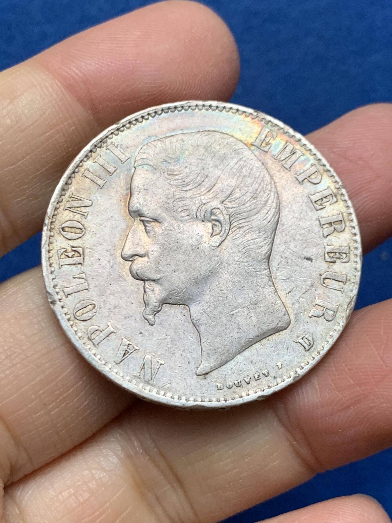 《竞宝斋》第462场 周日，周一，2场连拍 （全场包邮）欢迎送拍 法国1856年D版特年版拿破仑三世5法郎银币，克劳斯目录价高