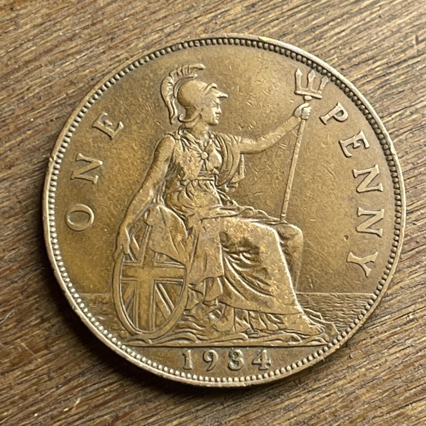 【本场4.12号发货】★第145加场★精品硬币 套币专场 不寄存，200包邮。不满200元，支付5元运费。《接受代拍 代送NGC评级》 74【无寄存】1934 英国 乔五 1便士 铜币