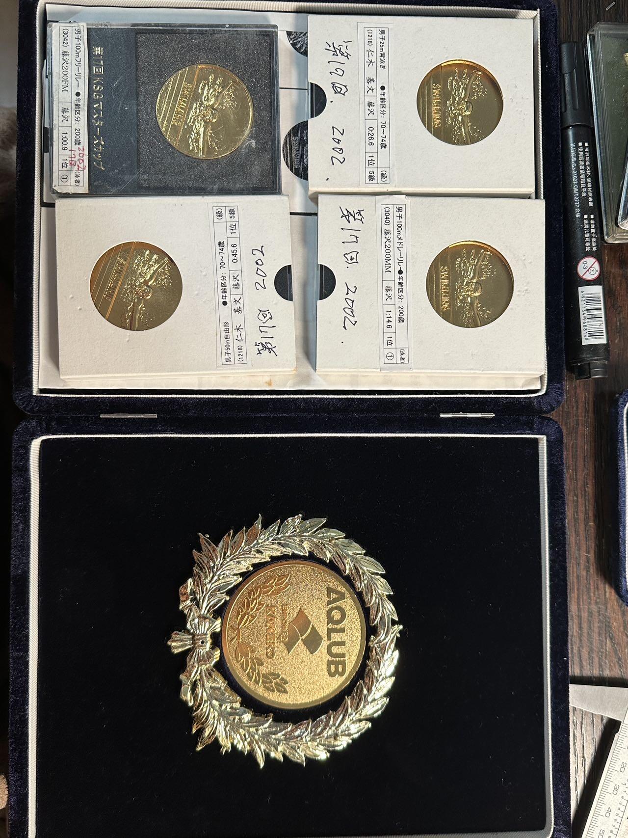 蒂克钱币-第57场 日本章 企业章拍卖  日本游泳 仁木基文 纪念章 大尺寸绒布盒 绒布盒尺寸 220*180mm 