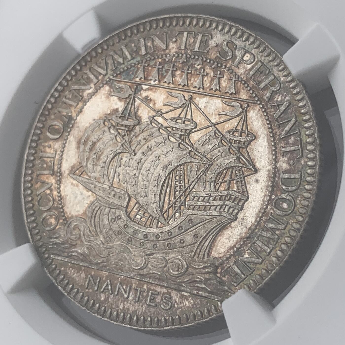 掌中浮雕-藏着的欧洲第051场 NGC MS65 ：法国南特市商会银章，32mm
