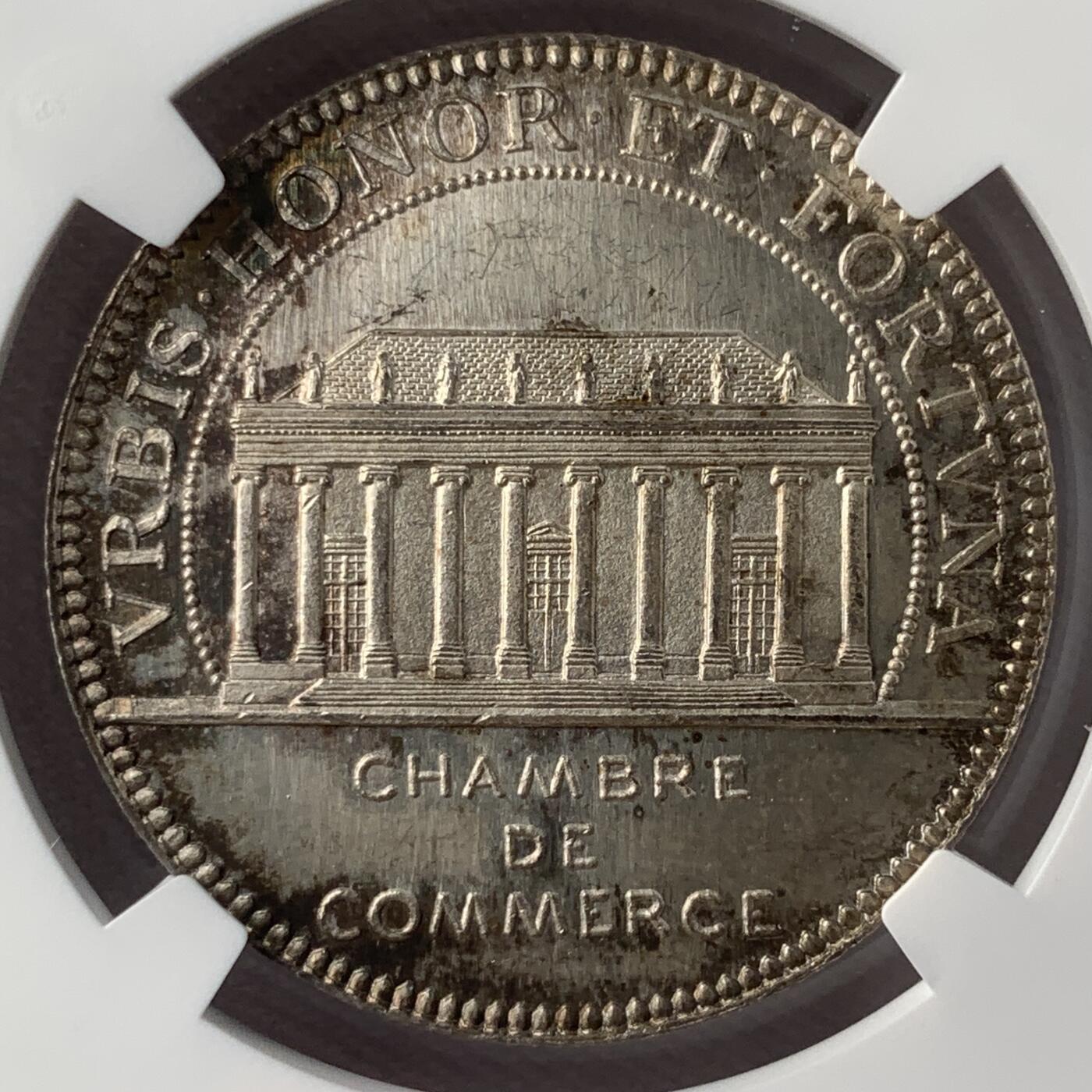 掌中浮雕-藏着的欧洲第051场 NGC MS64 ：法国南特市商会银章，32mm