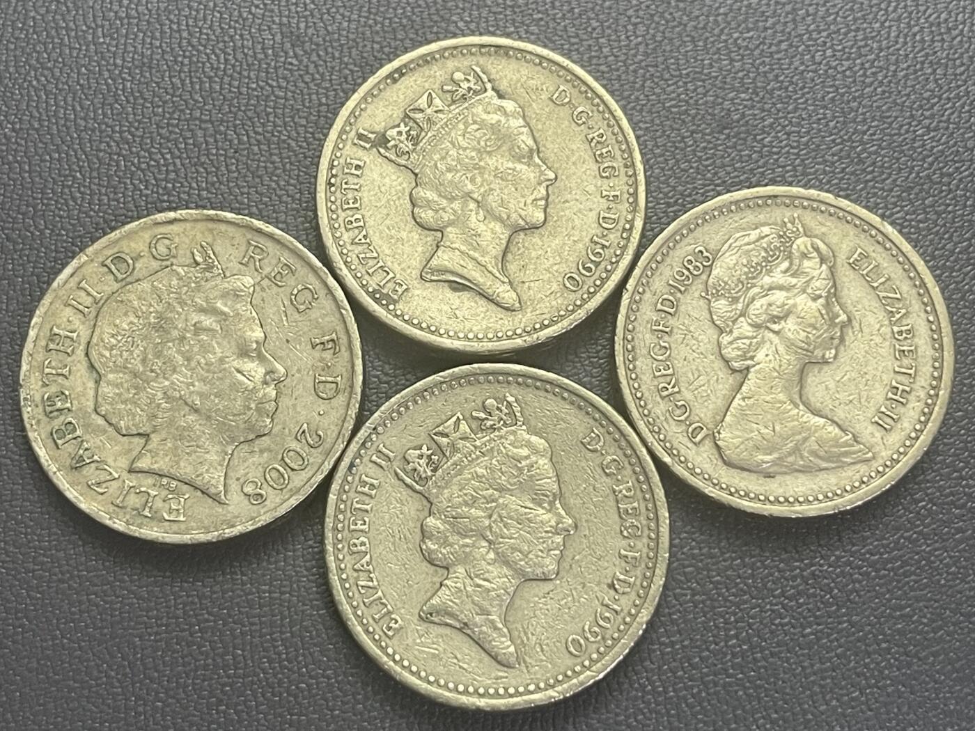 回流0201 英国1英镑加厚青铜币4枚