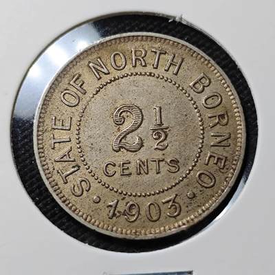 KK钱币收藏小铺  第390期  2月预留时间 周末发货 -  1906英属北婆罗洲2.5分镍币 深打