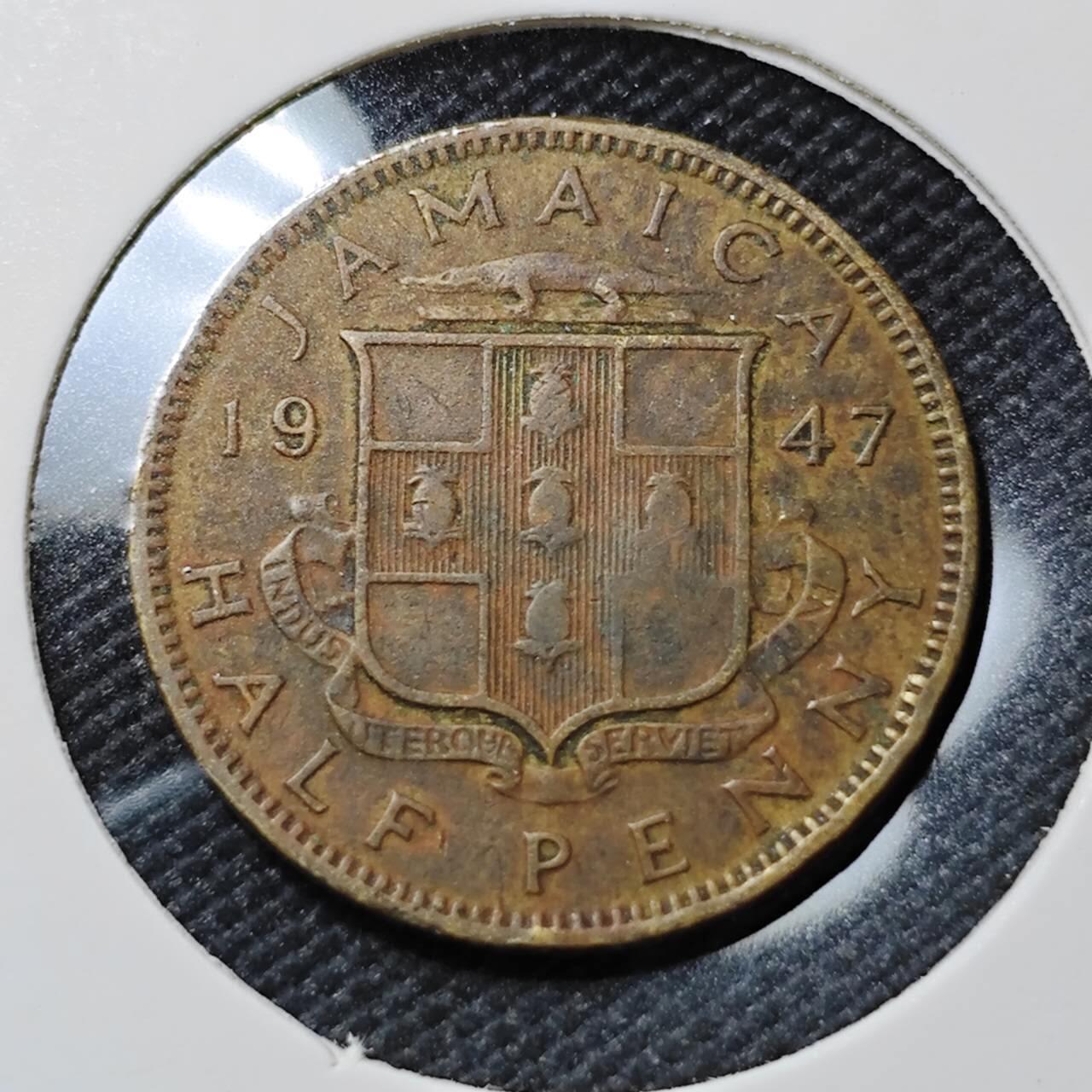 KK钱币收藏小铺  第390期  2月预留时间 周末发货  1947英属牙买加半便士铜币