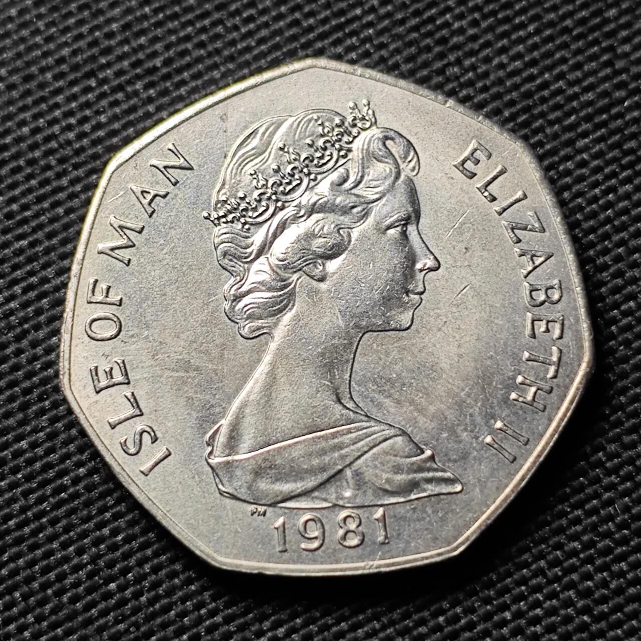 KK钱币收藏小铺  第400期  百期特拍（四拍之四）2月预留时间 周末发货 1981 英属马恩岛圣诞节系列 五月花号50便士纪念币