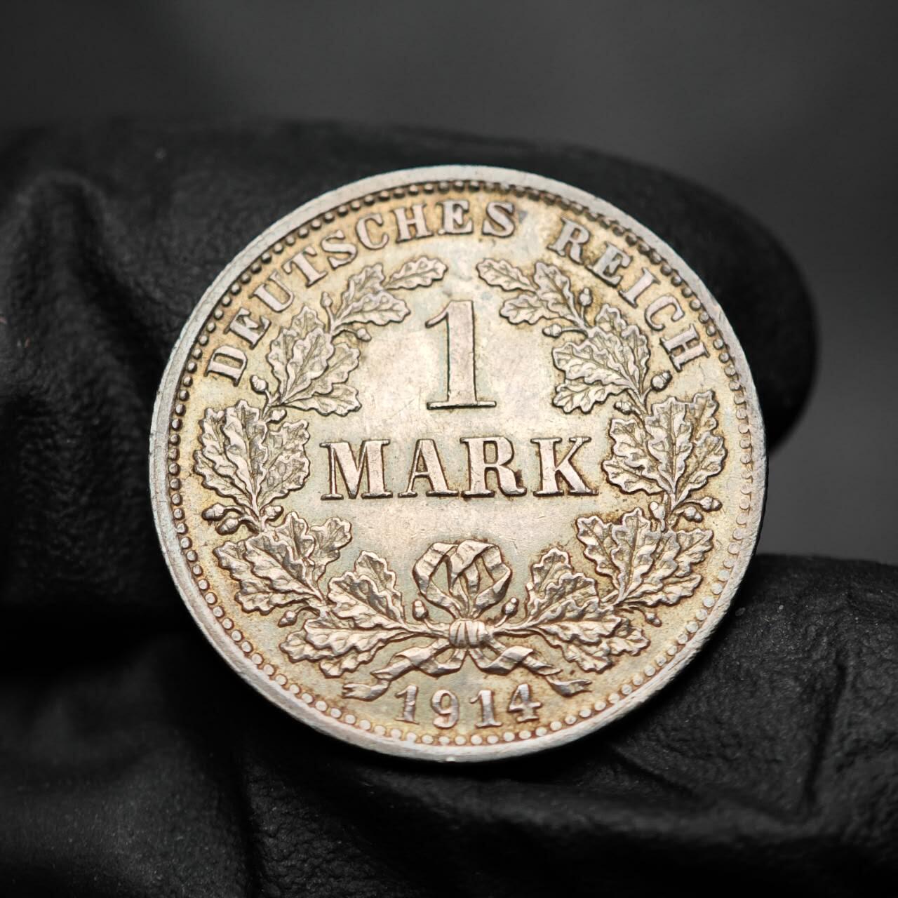 金瓯小拍第三期 古今币章 银价专场 德国1马克银币1914年 重5.6克 底板带转光 长翅鹰