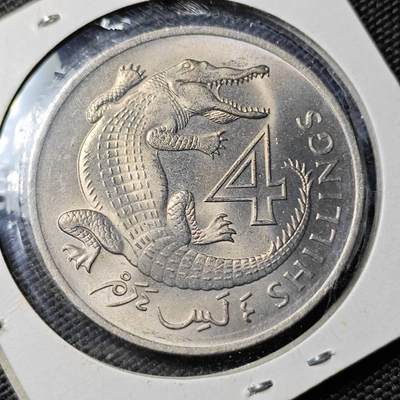 KK钱币收藏小铺  第399期  百期特拍（四拍之三）2月预留时间 周末发货 -  1966英属冈比亚4先令 好品 鳄鱼