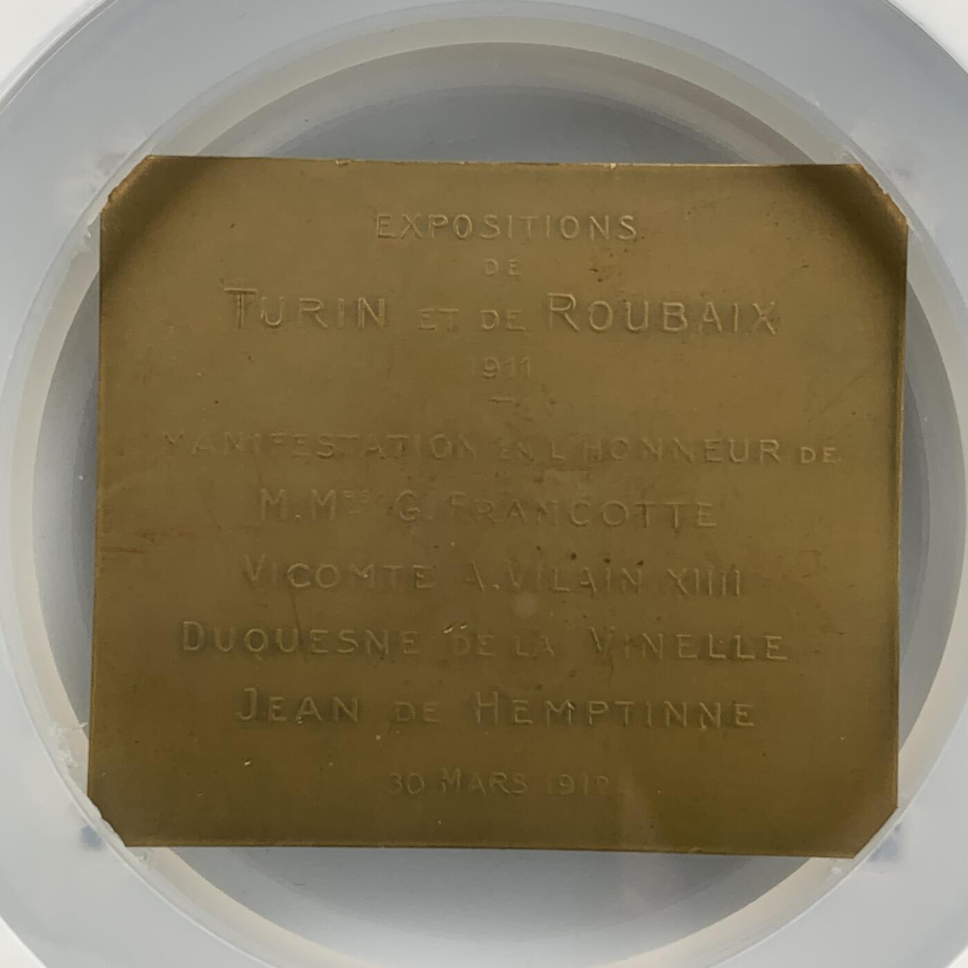 掌中浮雕-藏着的欧洲第051场 1912年意大利世博会纪念铜章，55*65mm