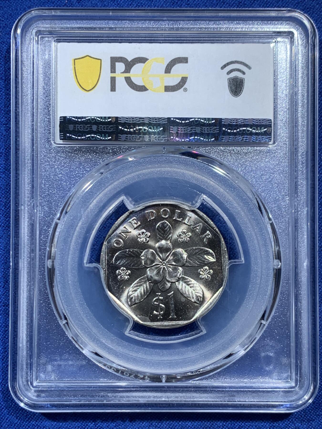 《竞宝斋》第462场 周日，周一，2场连拍 （全场包邮）欢迎送拍 PCGS MS67 新加坡1986年一元 亚军分
