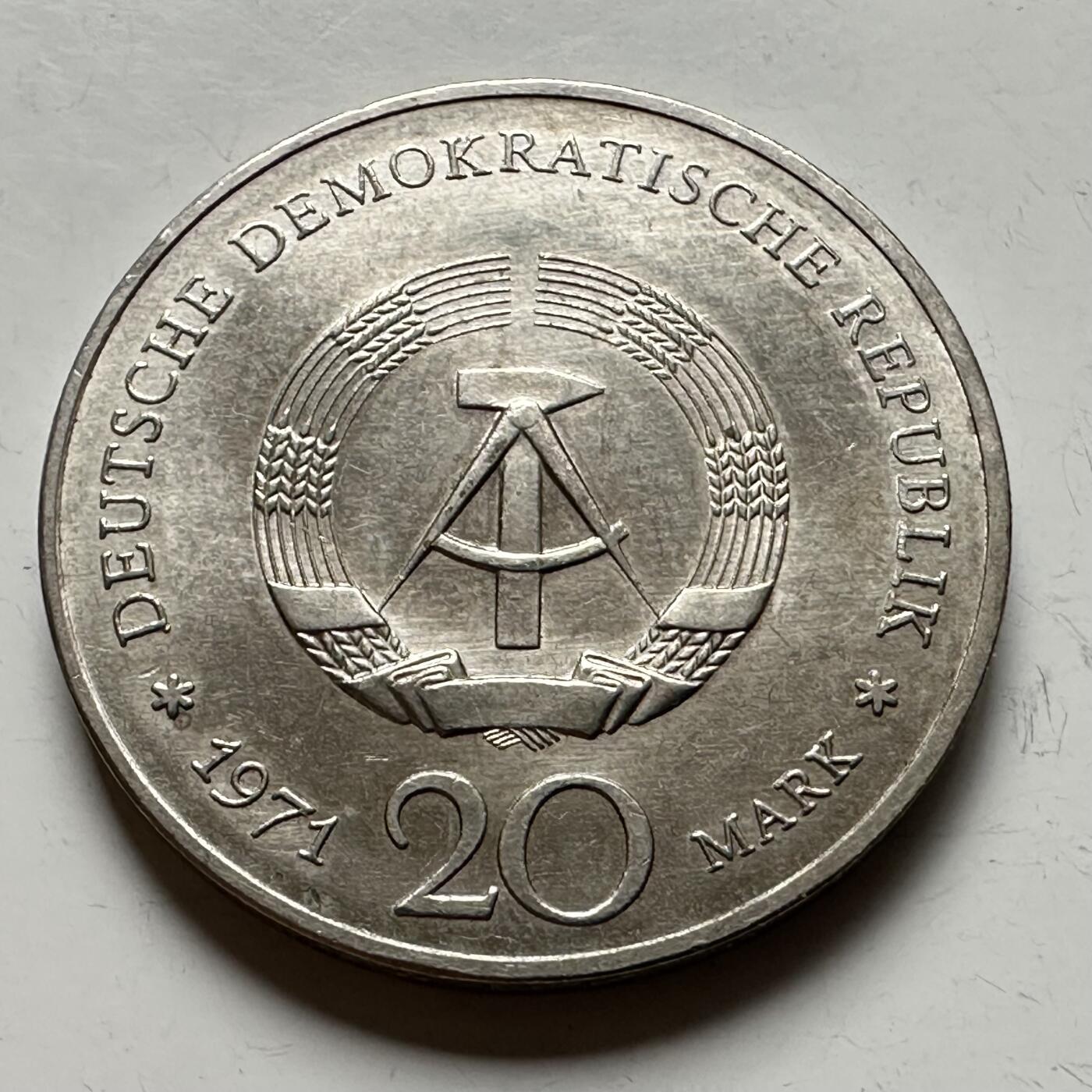 🌹外币初藏🌹🐯2026年第12场  每周二四六晚8️⃣点 接代拍 东德1971年20马克纪念币