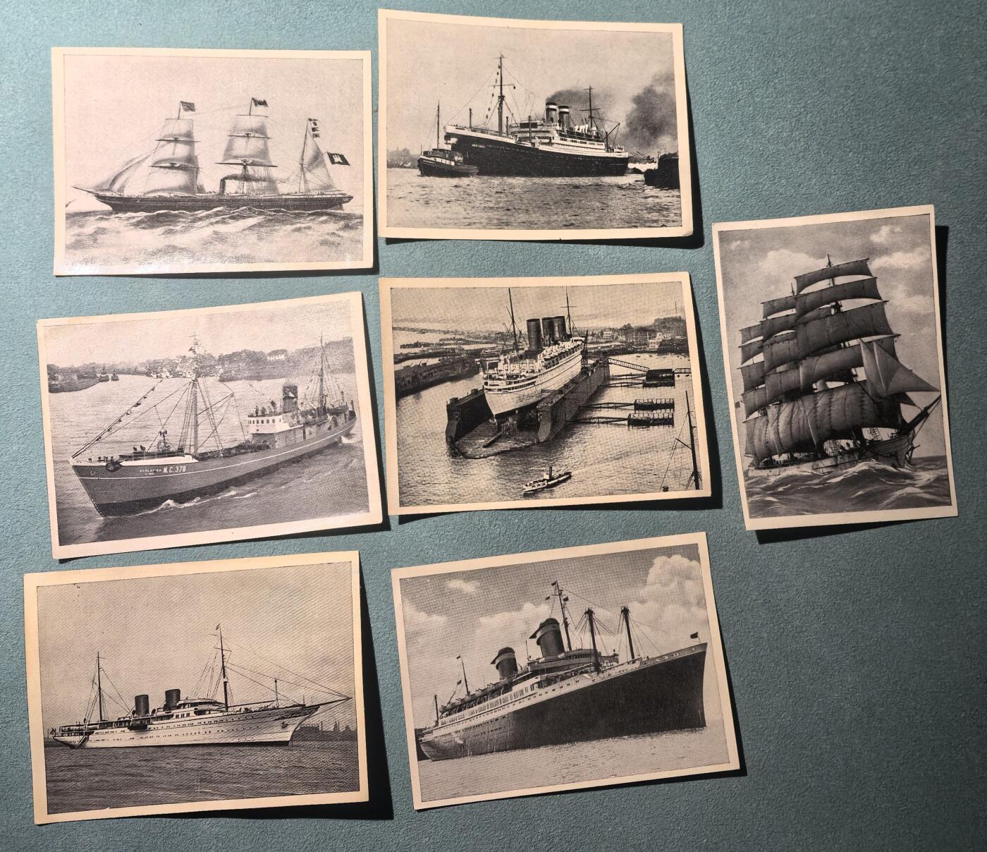 盛世勋华——号角文化勋章邮票专场拍卖第302期 德国（1939）1940年代宣传烟卡 7张 歌唱时空-船舶 关注当时世界的科技成果