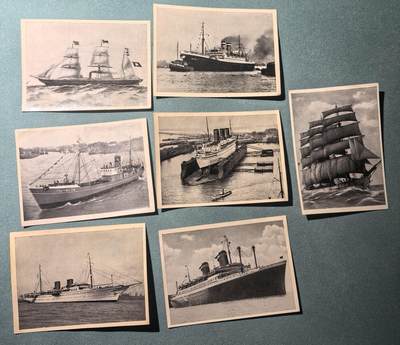 盛世勋华——号角文化勋章邮票专场拍卖第302期 - 德国（1939）1940年代宣传烟卡 7张 歌唱时空-船舶 关注当时世界的科技成果