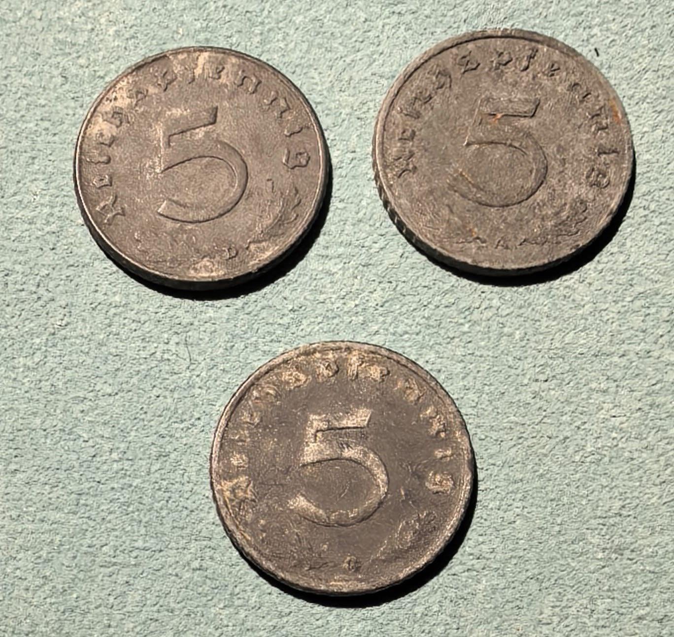 盛世勋华——号角文化勋章邮票专场拍卖第302期 德国（1939）1940年5芬尼硬币 3枚