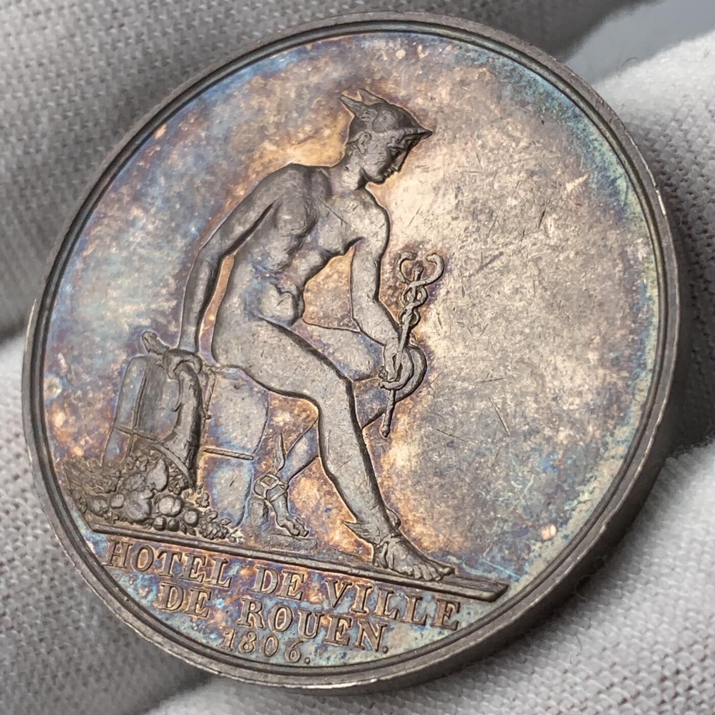 掌中浮雕-藏着的欧洲第051场 法国拿破仑头像，鲁昂市政厅银章，32mm，15.17g，光边无边铭