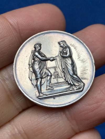 《竞宝斋》第462场 周日，周一，2场连拍 （全场包邮）欢迎送拍 - 法国婚礼银章 背面无刻字 11.25克 28.1mm 银标边铭