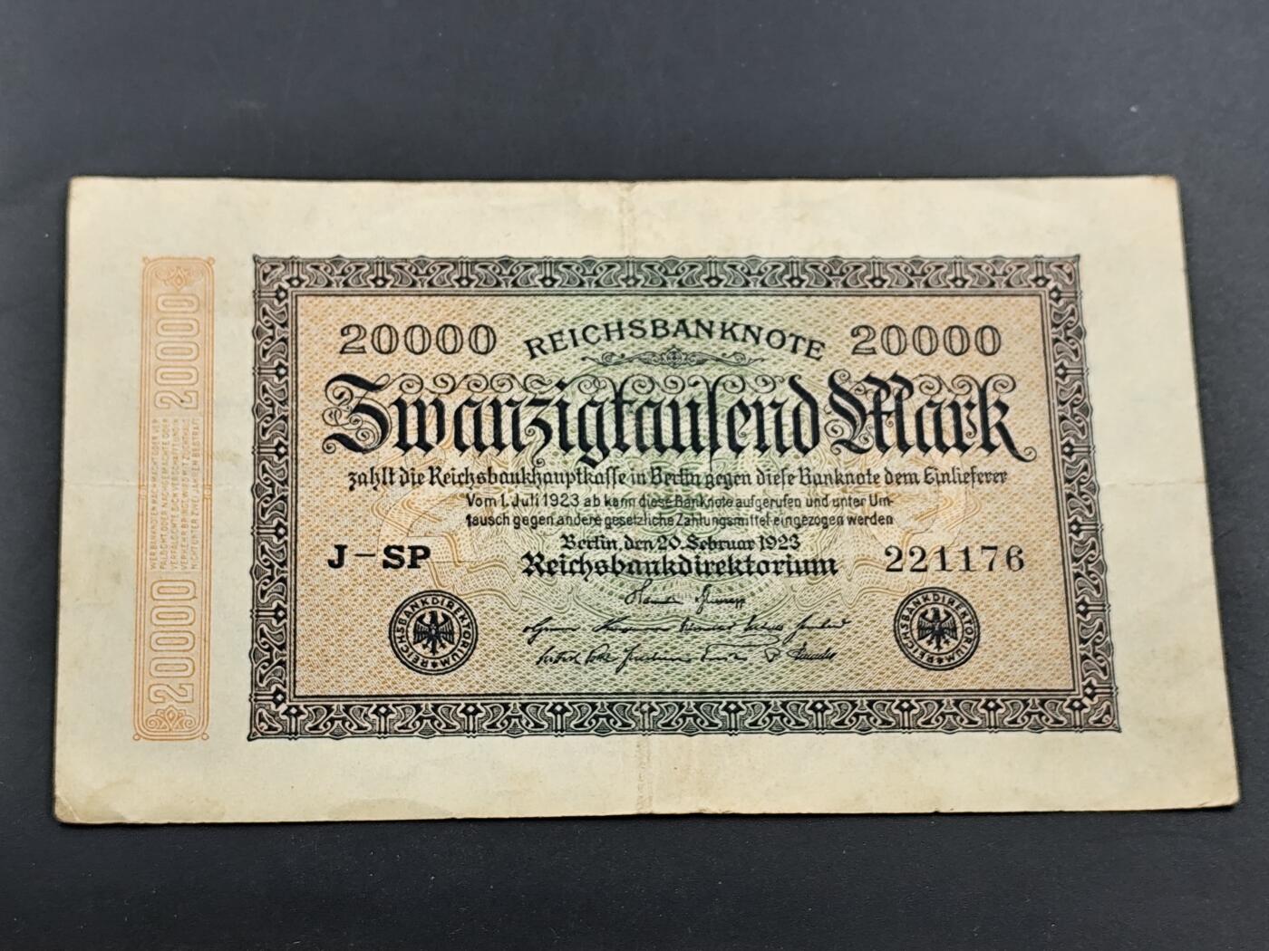 1月25日徽章钱币专场 德国2万德国马克纸币