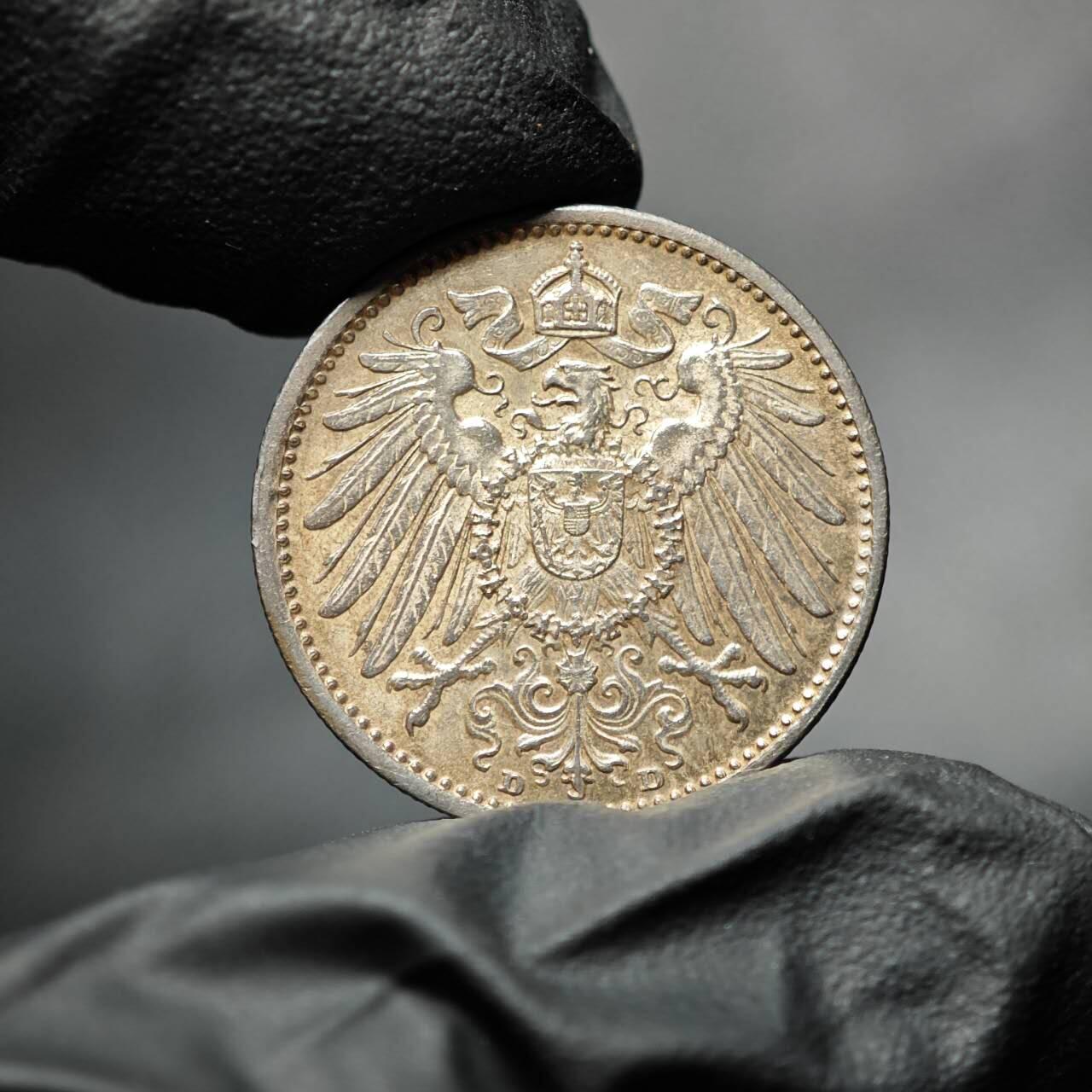 金瓯小拍第三期 古今币章 银价专场 德国1马克银币1914年 重5.6克 底板带转光 长翅鹰