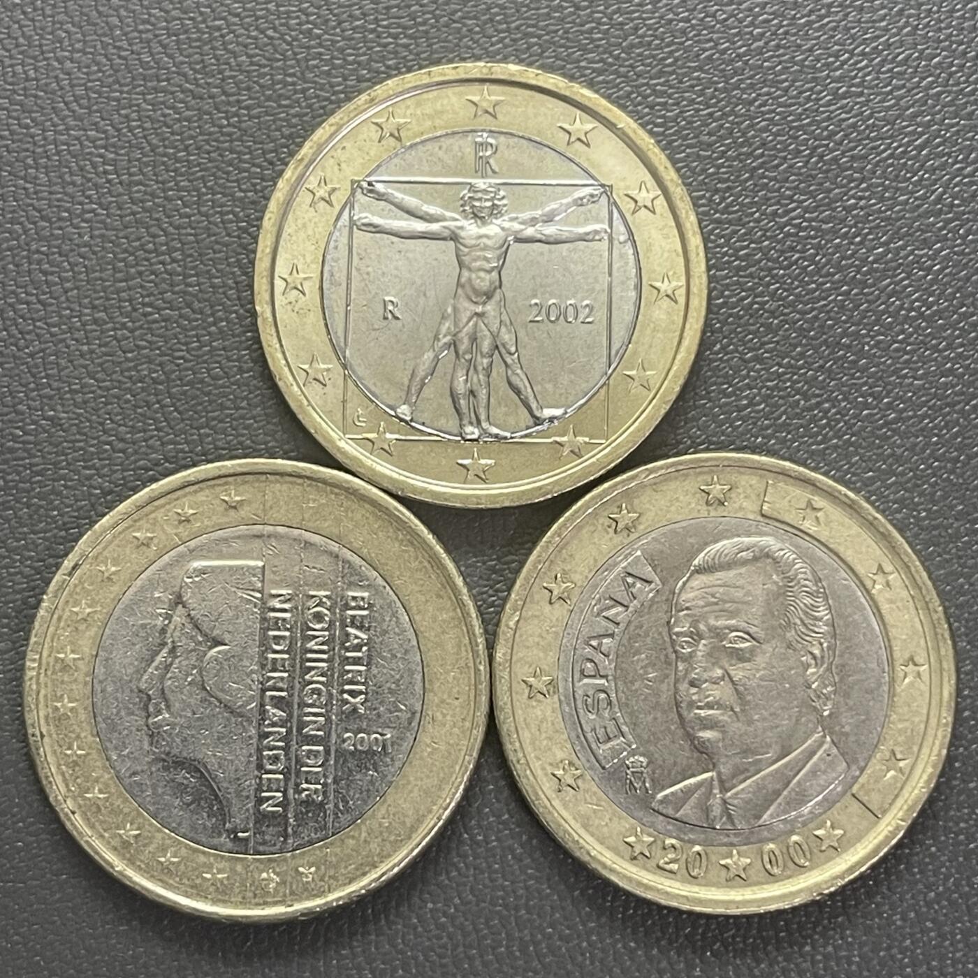 回流0201 意大利、荷兰、西班牙1欧元共3枚