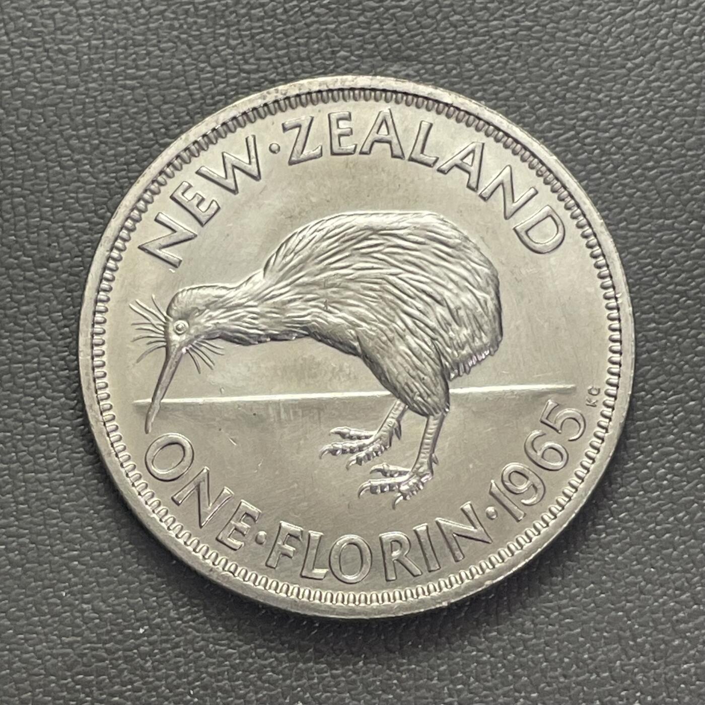 回流0201 全新美品 新西兰1965年1佛罗林 几维鸟
