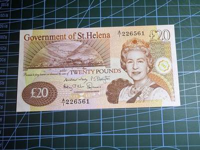 【炜奕收藏】，第五十八期，英属第三场 - 2012年圣赫勒拿20镑，UNC品相，号码无347与上一张尾二同