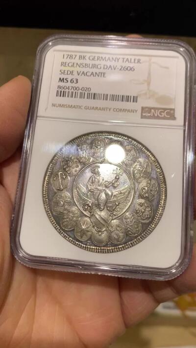 《竞宝斋》第462场 周日，周一，2场连拍 （全场包邮）欢迎送拍 NGC MS63 雷根斯堡主教区 1787BK 缺位泰勒大银 稀少单年 极致工艺 不二之选