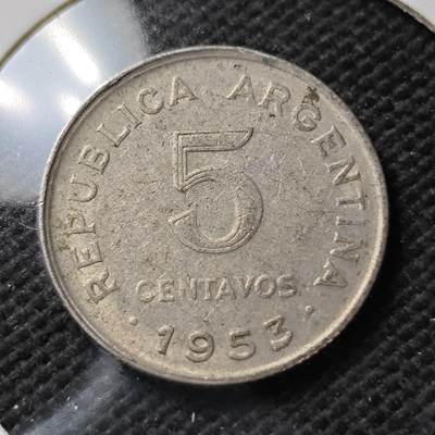 KK钱币收藏小铺  第389期  2月预留时间 周末发货 -  1953阿根廷5分