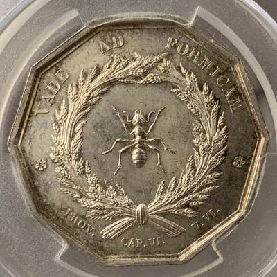 掌中浮雕-藏着的欧洲第051场 - 1822年里昂储蓄银行纪念银章，对边33mm