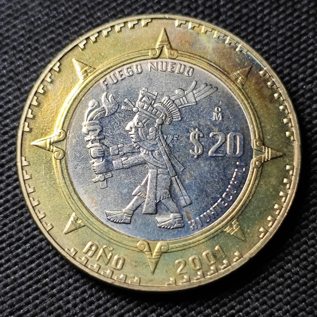 KK钱币收藏小铺  第400期  百期特拍（四拍之四）2月预留时间 周末发货  2001墨西哥20比索纪念币 好品 稀少